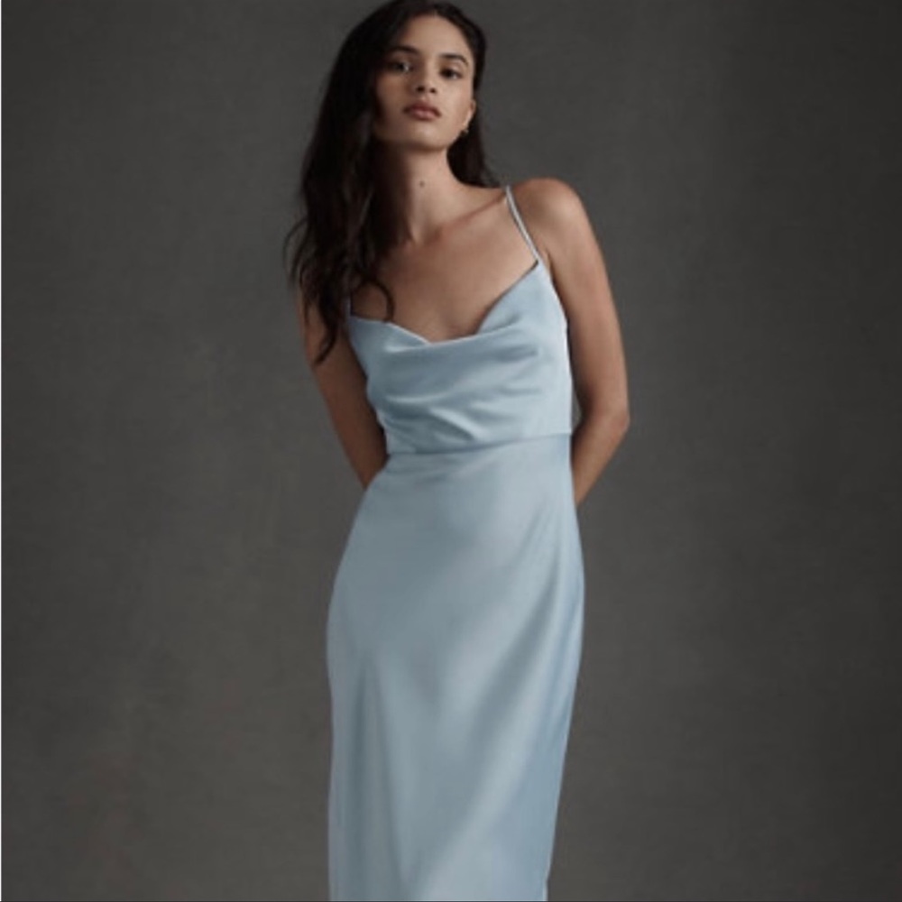 BHLDN Cali stain charmeuse midi dress in storm cloud
